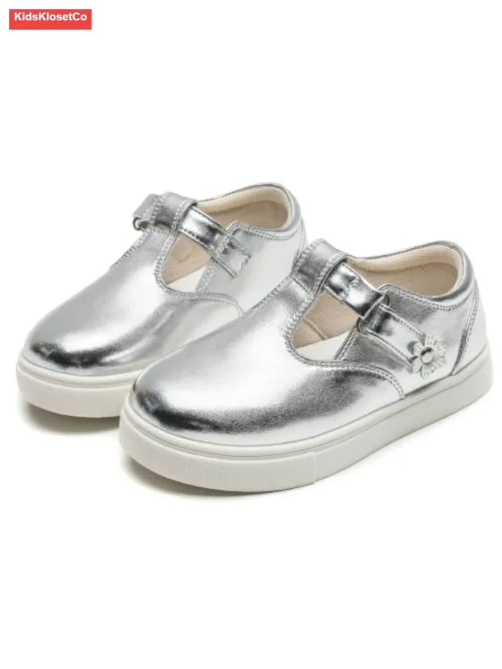 Girls Mary Jane Flats T-Strap School Shoes Cute Flowers Non-Slip